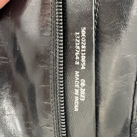 ASOS Leather Boots Womens 8 Mid Calf Chunky Square Toe Y2K Goth Gore NEW - Picture 12 of 13